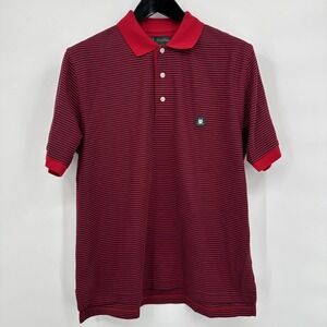 Brooks‎ Brothers St Andrews Links Mens Medium Red & Dark Blue Striped Polo Shirt
